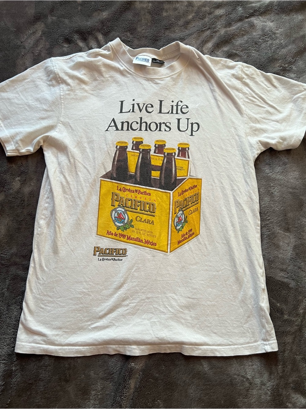 Pacifico Logo Graphic Tee - Off-White with Navy